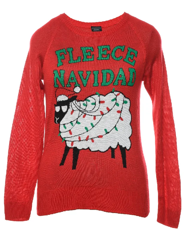 Animal Design Christmas Jumper - S Chenille Blend Fleece Blend Nylon Blend