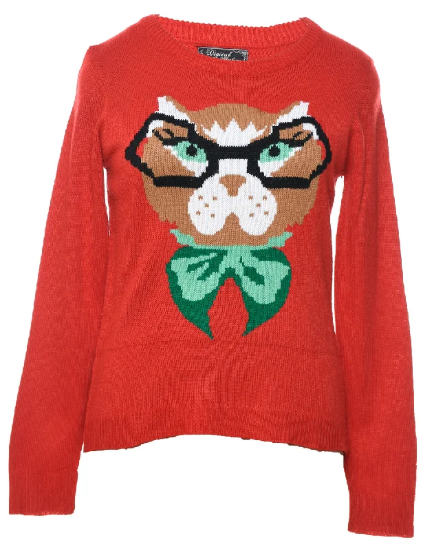 Animal Design Christmas Jumper - S Collared Crew Neck Turtle Neck