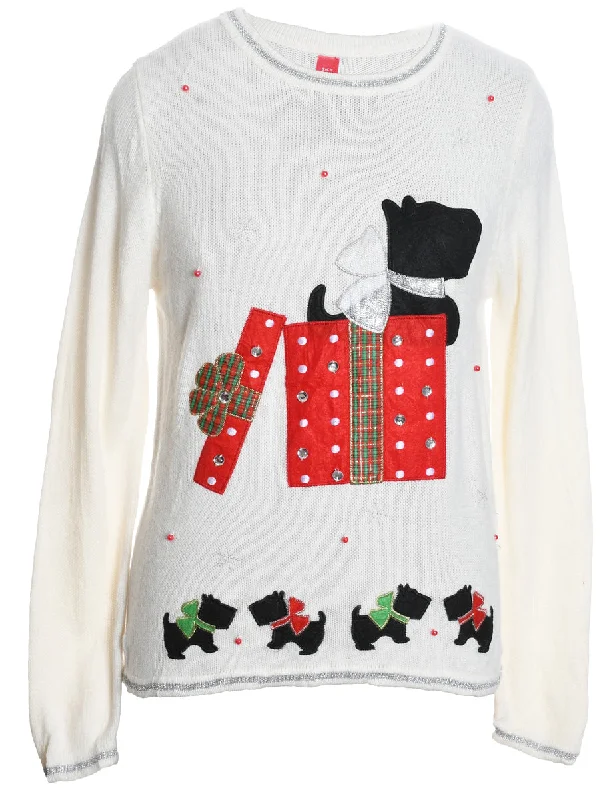 Animal Design Christmas Jumper - S Tailored Straight A-Line