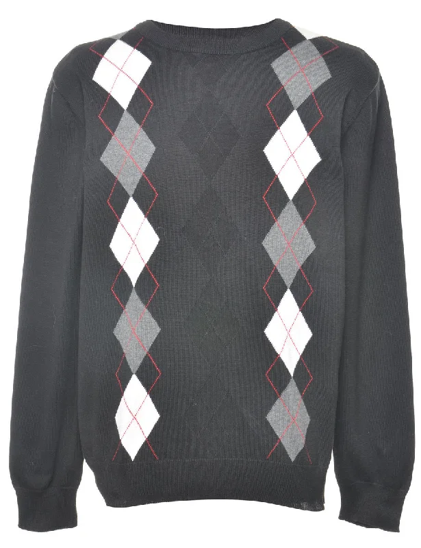 Argyle Jumper - L Open Front Closed Front Wrap Front