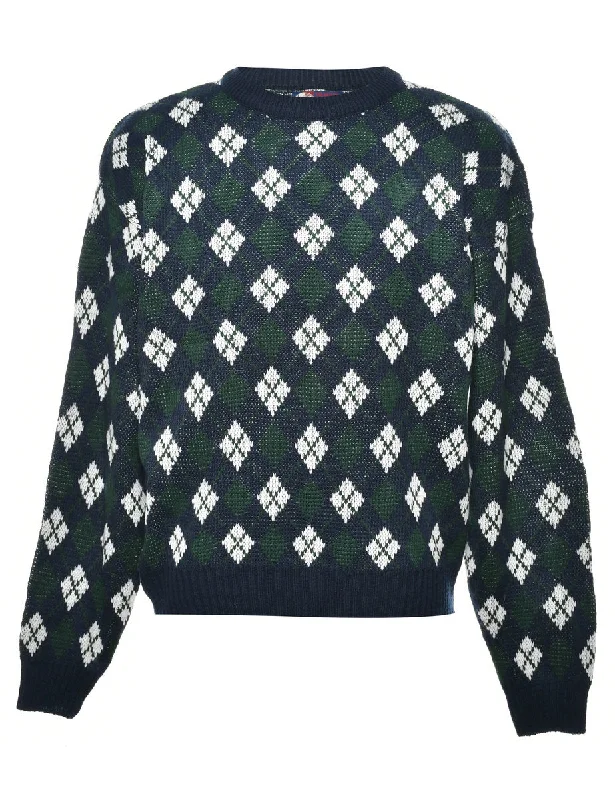 Argyle Jumper - M Bright Pastel Dark