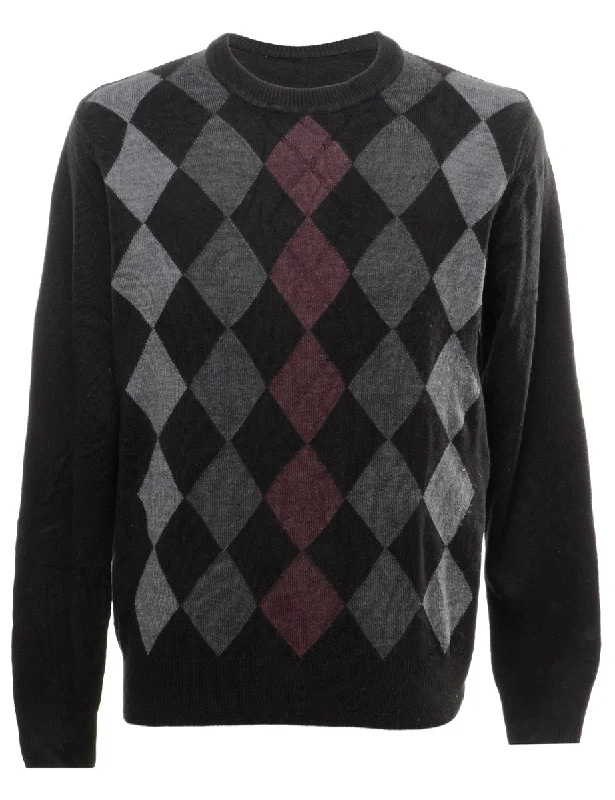 Argyle Jumper - M Terry Blend Velvet Blend Canvas Blend