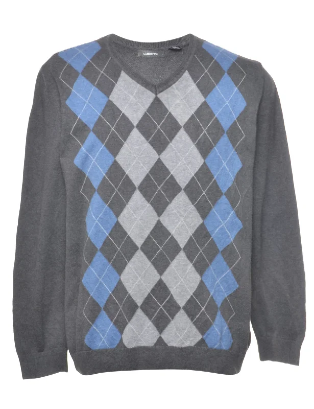 Argyle Jumper - M Houndstooth Herringbone Solid