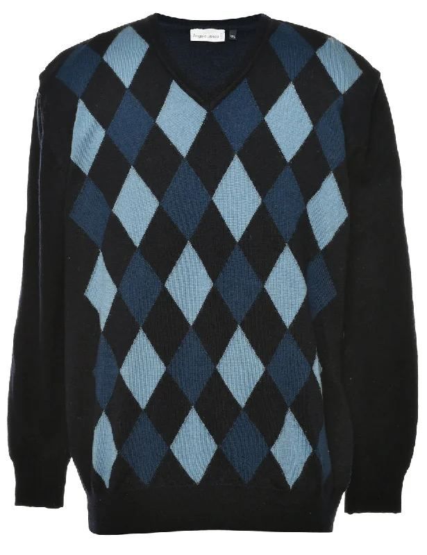 Argyle Jumper - XXL Welt Pockets Slit Pockets Flap Pockets