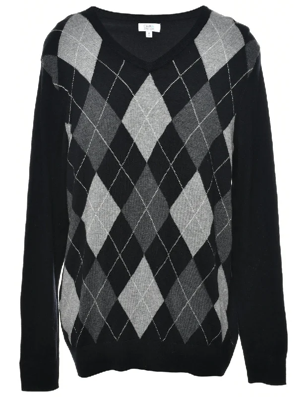 Argyle Knit Jumper - M Wool Sweater Cotton Sweater Cashmere Sweater