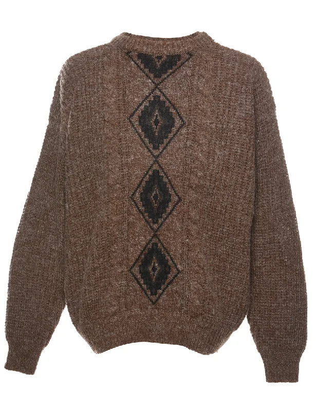 Aztec Print Jumper - XL Cashmere Blend Cotton Blend Poly Blend