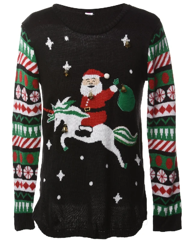 Beyond Retro Reworked Christmas Jumper With Bells - L Nylon Fabric Polyester Fabric Spandex Fabric