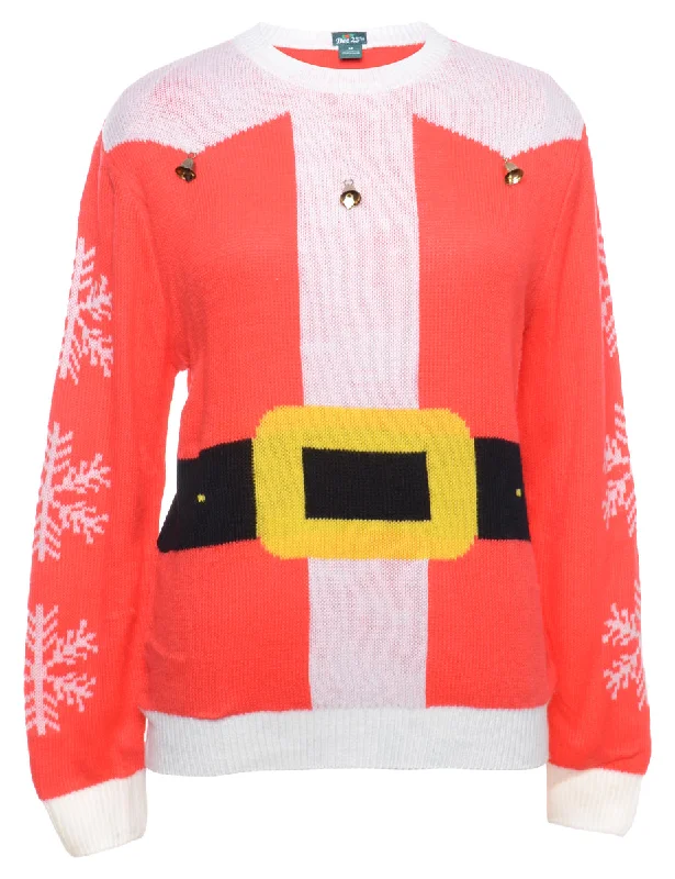 Beyond Retro Reworked Christmas Jumper With Bells - M Silk Blend Satin Velvet