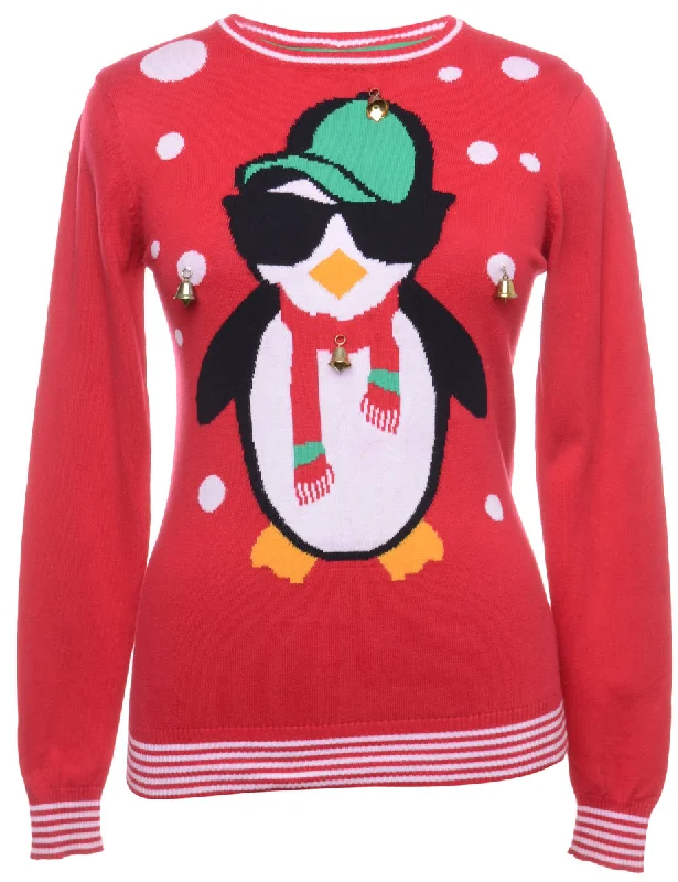 Beyond Retro Reworked Christmas Jumper With Bells - M Spandex Rayon Corduroy