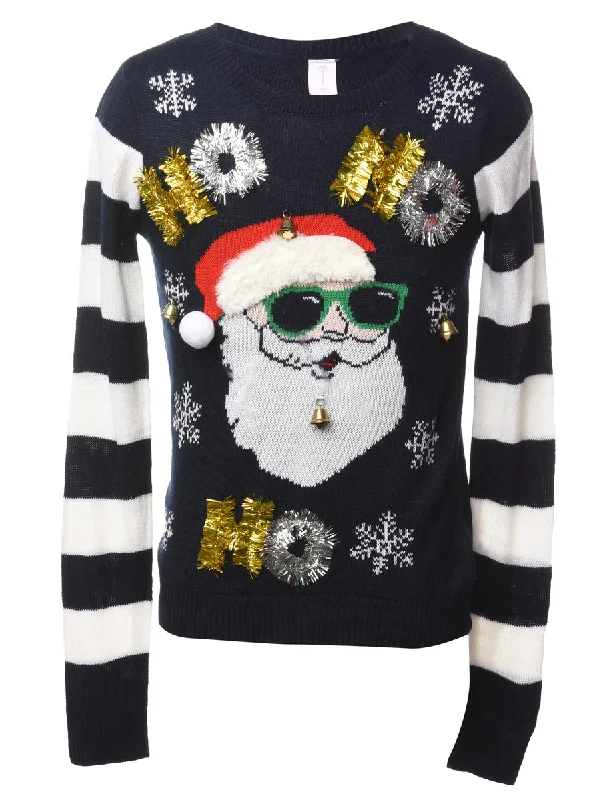 Beyond Retro Reworked Christmas Jumper With Bells - S Fitted Slim Tailored