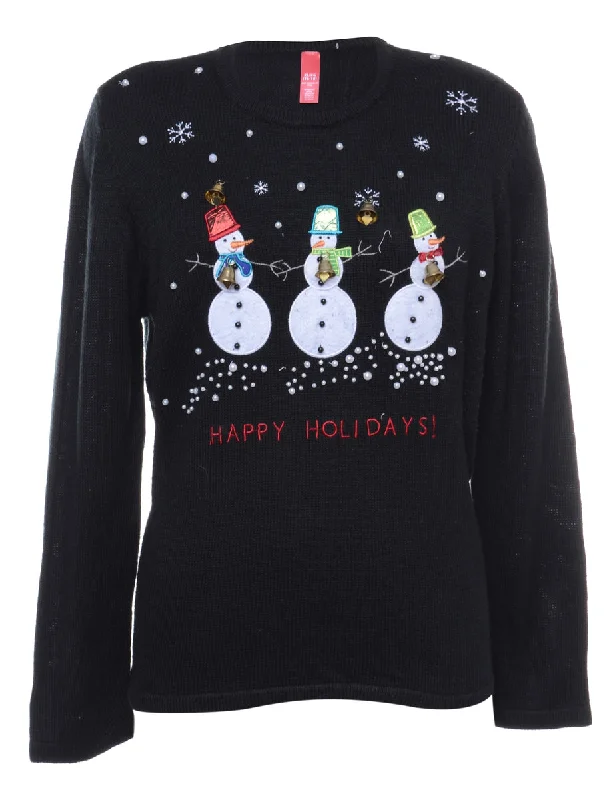 Beyond Retro Reworked Christmas Jumper With Bells - XL Embroidered Appliqued Beaded