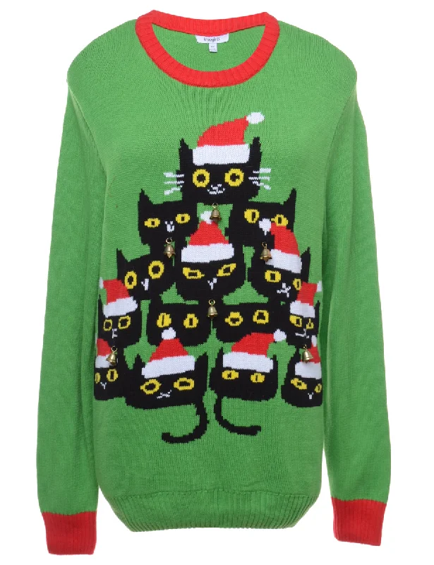 Beyond Retro Reworked Christmas Jumper With Bells - XL Terry Blend Velvet Blend Canvas Blend