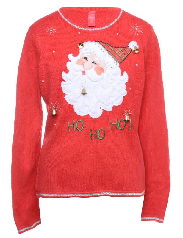 Beyond Retro Reworked Christmas Jumper With Bells - XL Lace Blend Ribbed Blend Corduroy Blend