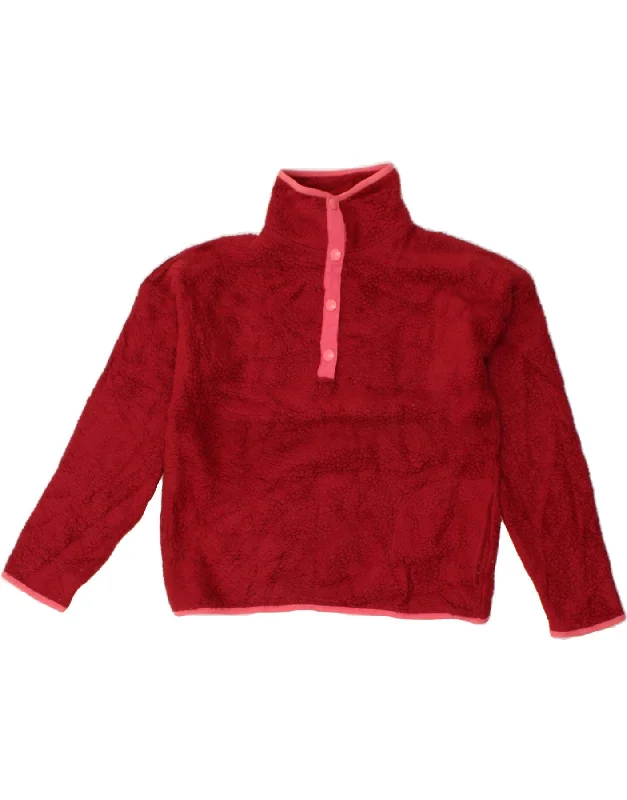 J. CREW Womens Button Neck Fleece Jumper UK 6 XS Red Polyester Sequined Glittery Shiny