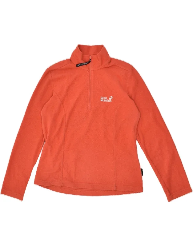 JACK WOLFSKIN Womens Zip Neck Fleece Jumper UK 12 Medium Orange Polyester Modern Contemporary Chic