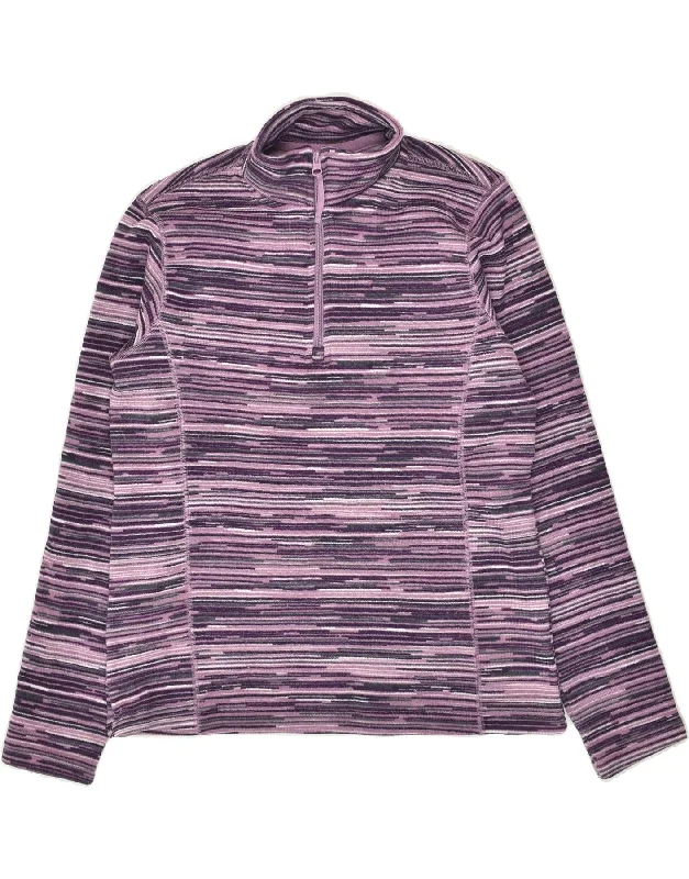 MOUNTAIN WAREHOUSE Womens Full Zip Fleece Jumper UK 14 Large Purple Handmade Hand-knitted Hand-woven