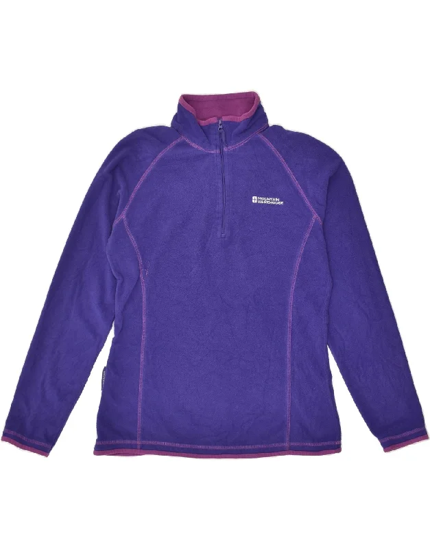 MOUNTAIN WAREHOUSE Womens Zip Neck Fleece Jumper UK 12 Medium Purple Hooded Caped Shawl Collar