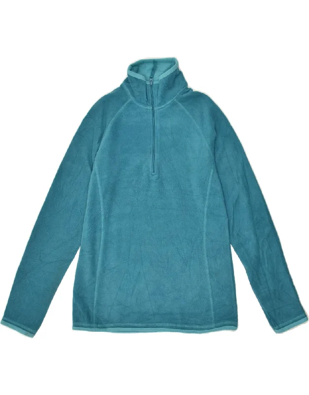 MOUNTAIN WAREHOUSE Womens Zip Neck Fleece Jumper UK 8 Small  Blue Embroidered Appliqued Beaded