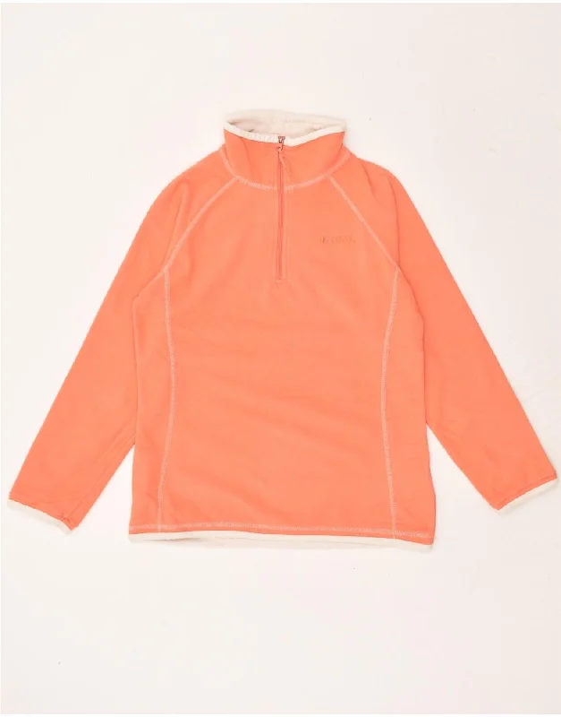 MOUNTAIN WAREHOUSE Womens Zip Neck Fleece Jumper UK 8 Small Orange Iron Safe Non-Iron Wrinkle Free