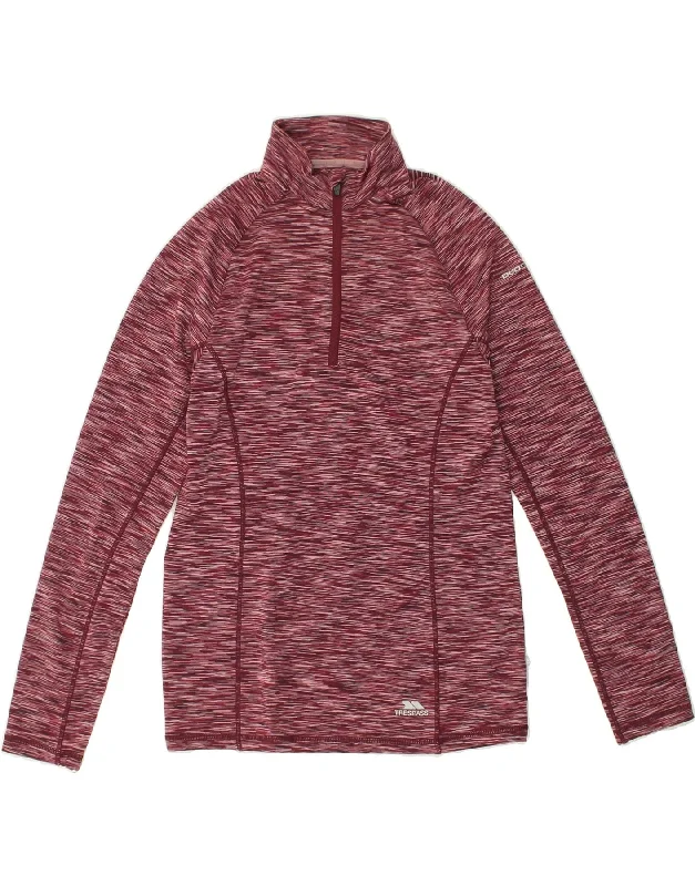 TRESPASS Womens Zip Neck Fleece Jumper UK 14 Medium Burgundy Polyester Fleece Sweater Nylon Polyester