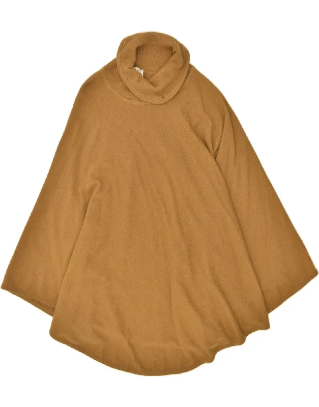 VINTAGE Womens Poncho Jumper One Size Beige Wool Modern Contemporary Chic