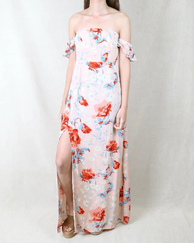 Annabelle - Floral Maxi Dress - Beige Stylish Button-Up Maxi Dress