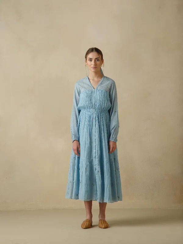 Blue Planet Tier Maxi Dress Chic Button-Up Maxi Dress