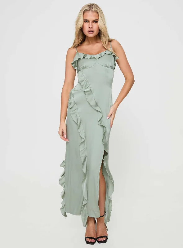 Branwell Maxi Dress Sage Elegant Lace Maxi Dress