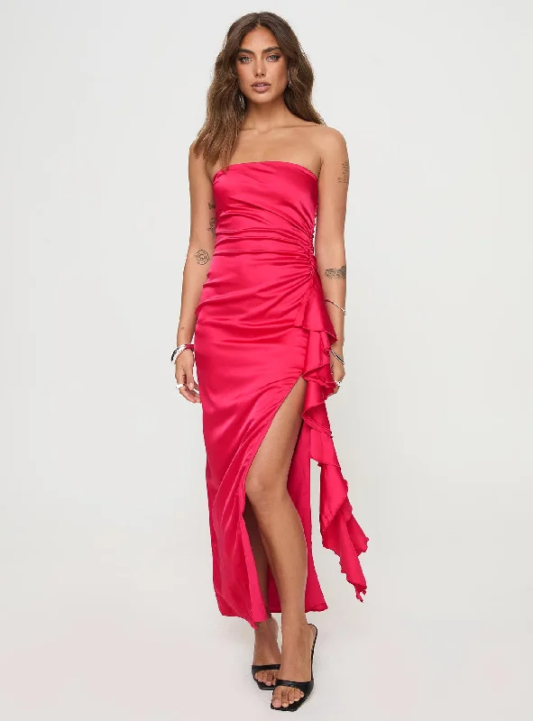 Callita Strapless Maxi Dress Red Classic Tulle Maxi Dress