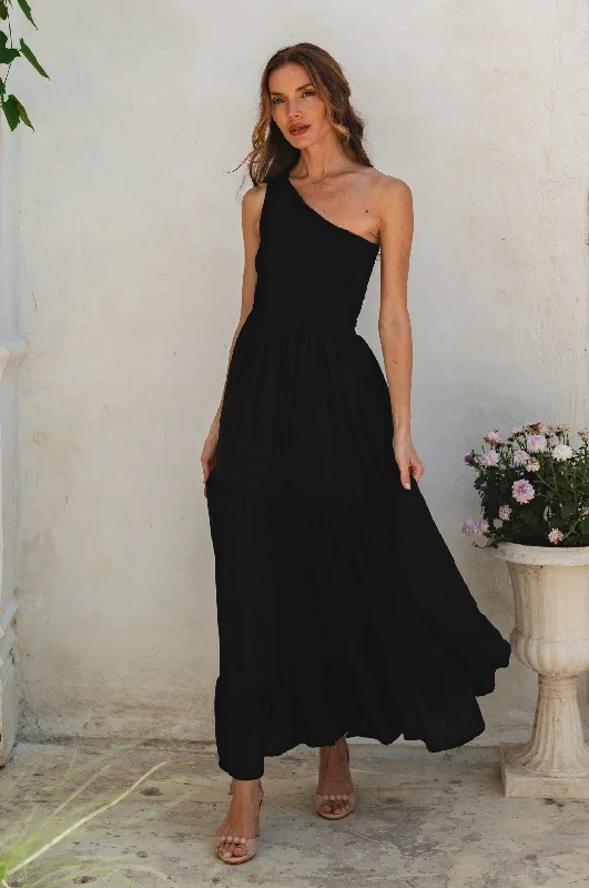 Cassandra One Shoulder Maxi Dress Fashionable High-Low Maxi Dress