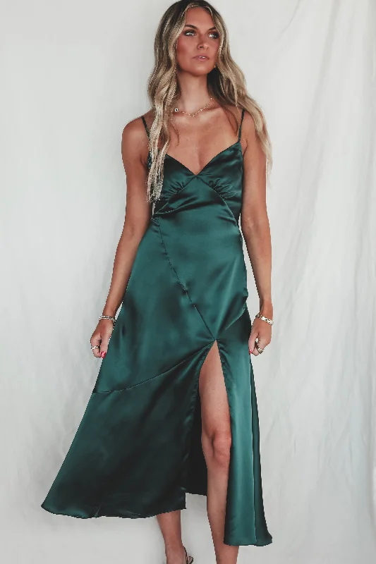 Extra Special Plus One Satin Maxi Dress Fashionable Layered Maxi Dress