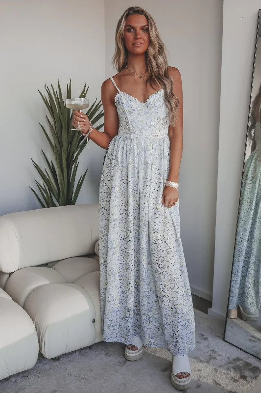 FOR LOVE & LEMONS DRESS Cecelia Lace Maxi Dress Elegant Maxi Dress with Belt