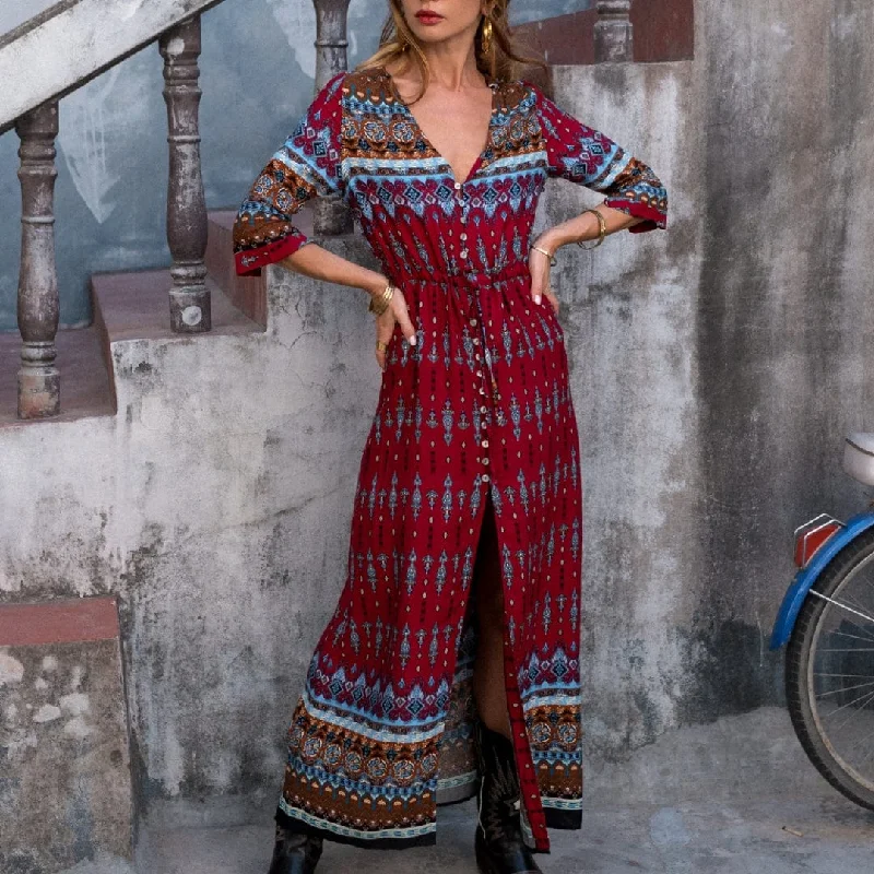 Gypsy Moon Tunic Maxi Dress Comfortable Ruffle Maxi Dress