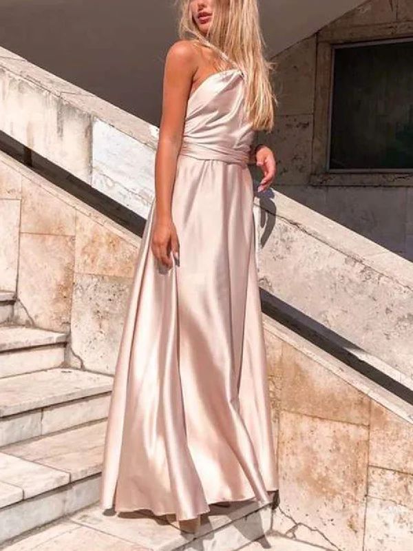 Halter Off Shoulder Party Maxi Dress Comfortable Fit-and-Flare Maxi Dress