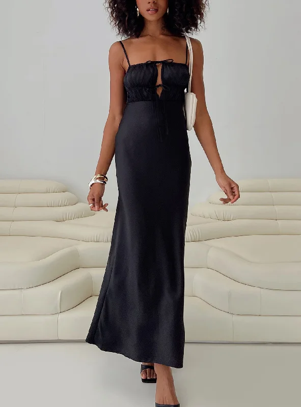 Jaquelin Maxi Dress Black Stylish Empire Waist Maxi Dress