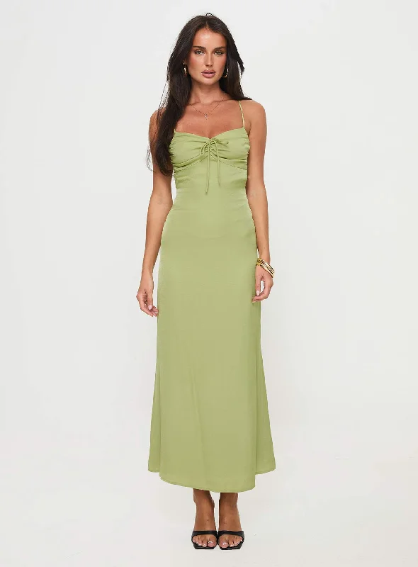 Kristyn Maxi Dress Green Elegant Maxi Dress with Ruffles