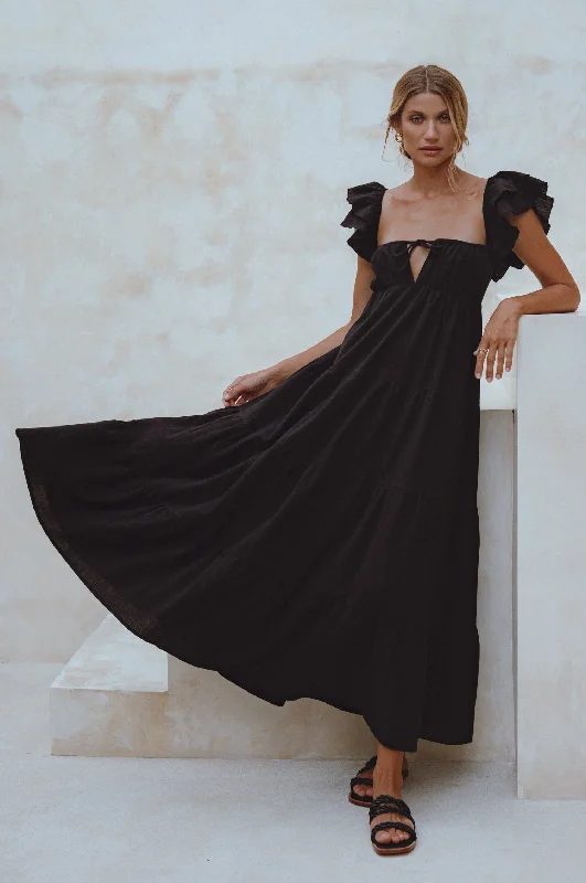 Nymph Bohemian Linen Maxi Dress Cozy Maxi Dress with Slit