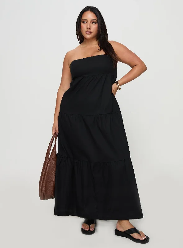 Osment Maxi Dress Black Curve Cozy Wrap Maxi Dress