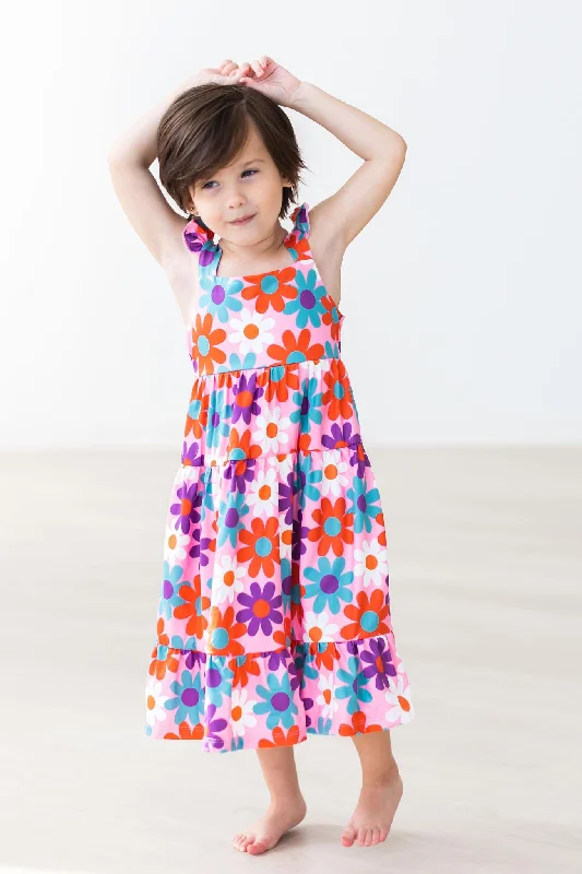 Retro Daydream Ruffle Maxi Dress Comfortable Flowy Maxi Dress