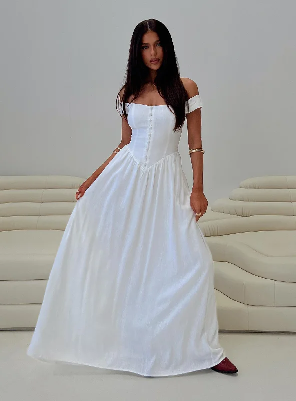 Romantic Maxi Dress White Elegant Wraparound Maxi Dress