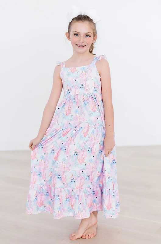 SALE Sea Jelly Ruffle Maxi Dress Trendy Floral Print Maxi Dress