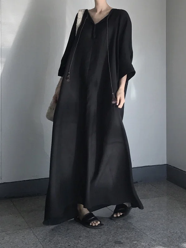 Simple Casual Loose Long Sleeve Maxi Dress Fashionable Printed Maxi Dress