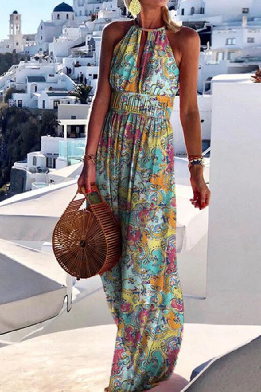 Lilipretty Think I'm In Love Colourful Print Maxi Dress Trendy Satin Maxi Dress