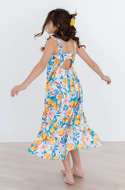 Tropical Summer Ruffle Maxi Dress Trendy A-Line Maxi Dress