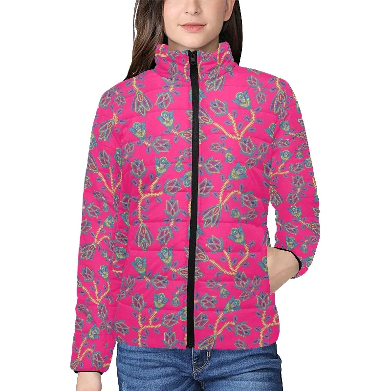 Beaded Lemonade Women's Stand Collar Padded Jacket Front Pockets Side Pockets Patch Pockets