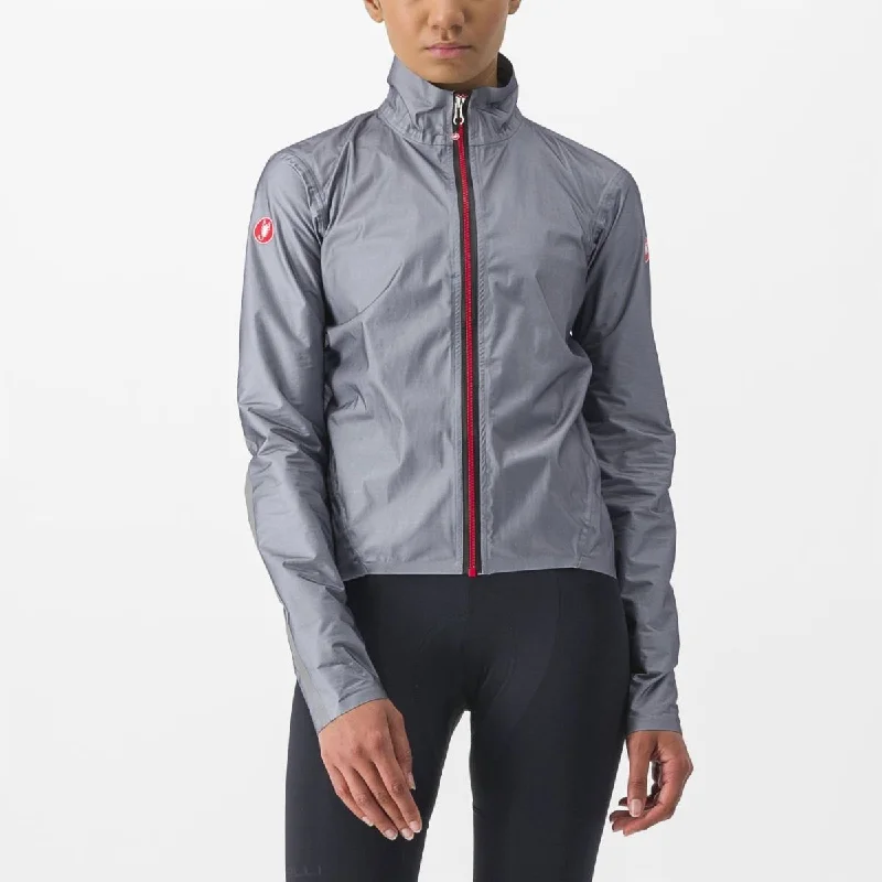 Castelli Tempesta Lite Rain Jacket Women's Waterproof Grey Fleece Fabric Down Fabric Feather Fabric