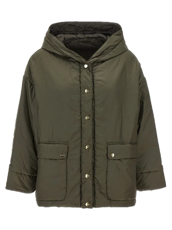 Greenmo Reversible Down Jacket Tiered Jacket Buttoned Jacket Zippered Jacket