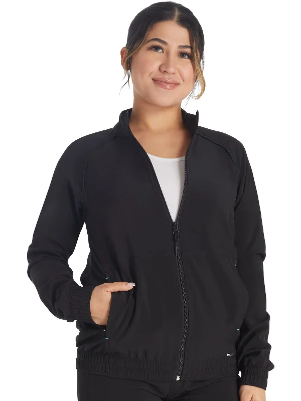 Inspira Flex - Women's Zip Front Jacket Ribbed Jacket Pleated Jacket Ruffled Jacket