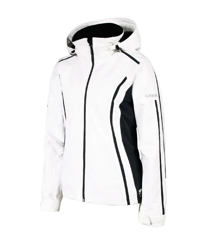 Karbon Reflect Jacket Womens Arctic White Ribbed Jacket Pleated Jacket Ruffled Jacket