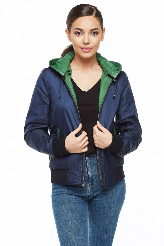 Lauren Blue Leather Jacket With Hoodie For Women Cotton Jacket Linen Jacket Terry Jacket